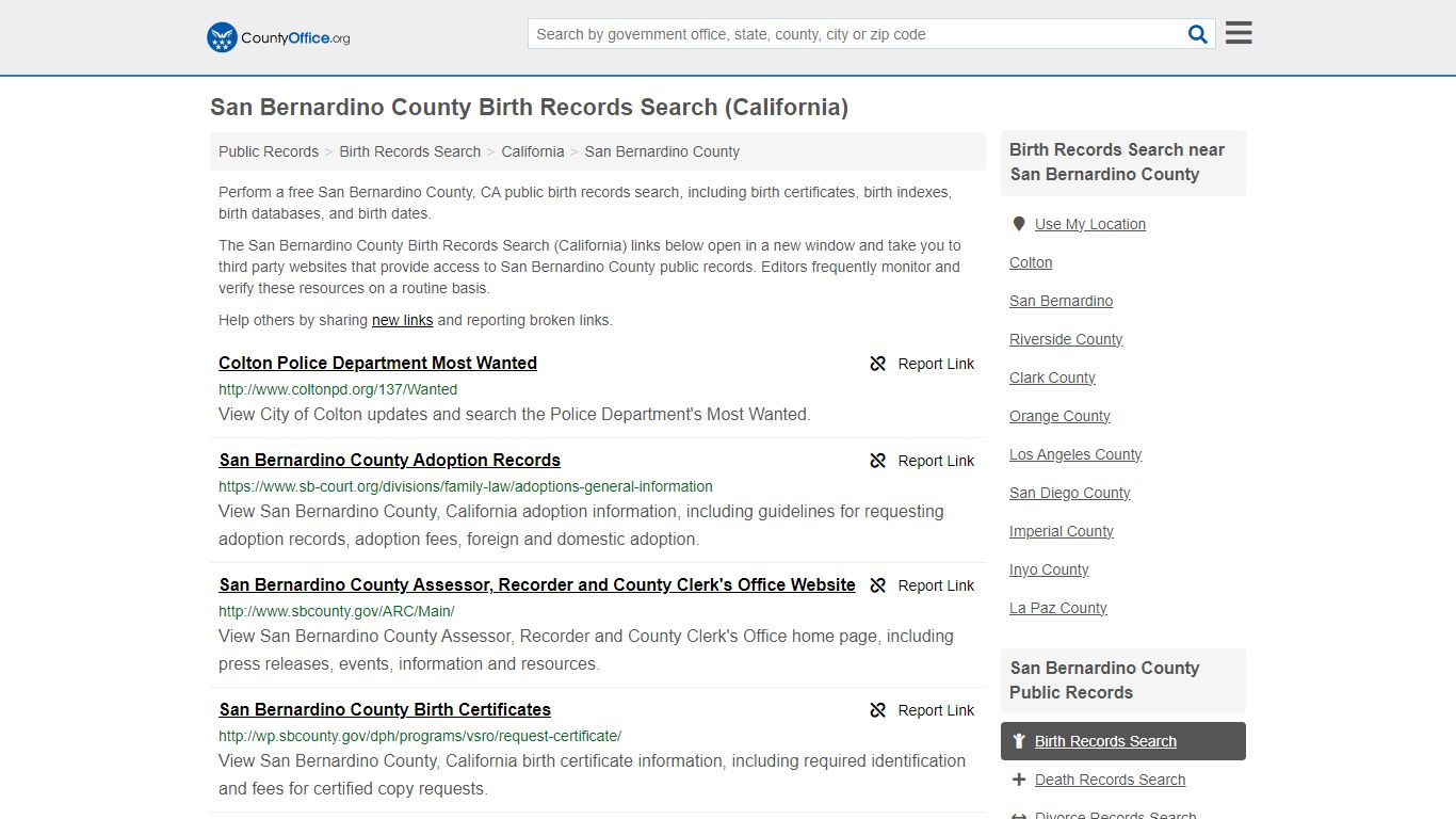 San Bernardino County Birth Records Search (California)